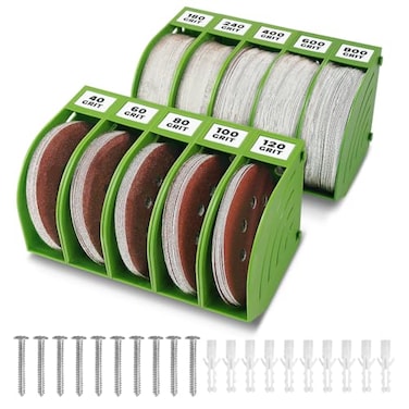 gostle 5 Inch Professional Sanding Discs Storage Bins 10 Bins Set for Efficient Organization Offset SnapOn Connection Grit Classification SpaceSaving Design and Versatile Application Green