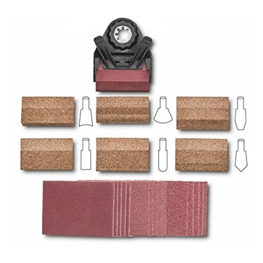 Fein Starlock Plus 22Piece Accessory Set for Grooves Contours and External Radii MultiTool Kit with Holder 6 Profile Inserts and 15 Sanding Sheets 63810031010