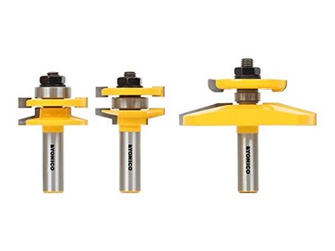 YONICO 3 Bit Raised Panel Cabinet Door Router Bit Set with BackCutter Panel Raiser Shaker 12 Shank
