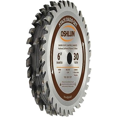 OSHLUN SDS0630 6Inch 30 Tooth Stack Dado Set with 58Inch Arbor
