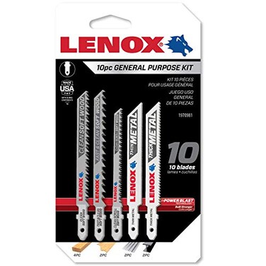 LENOX Tools 1970981 TShank General Purpose Jig Saw Blade Assortment 10Piece