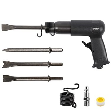 UPWOOD UWAH190 Medium Barrel Air Hammer Kit with Quick Change Retainer and 4 Chisels 258 Inch Stroke 3500 BPM Lightweight