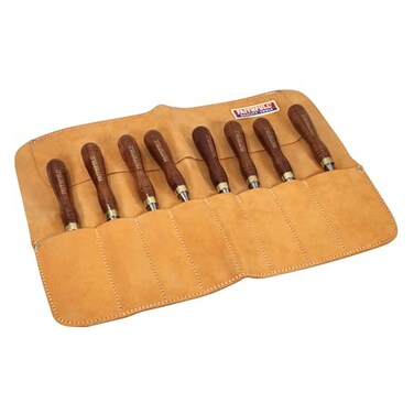 Faithfull Suede Leather Chisel Roll 8 Pocket Water Resistant Compact Tool Organizer Tan
