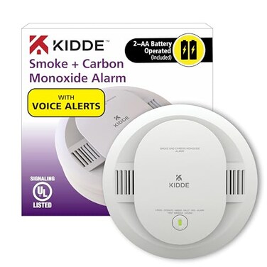 Kidde Smoke Carbon Monoxide Detector AA Battery Powered Voice Alerts LED Warning Light Indicators
