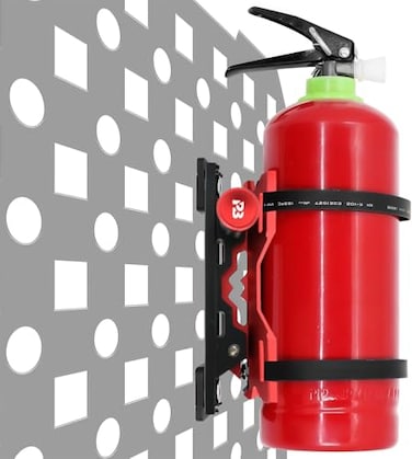 PLUSBEAM Fire Extinguisher Mount CNC Aluminum Quick Release Molle Panel Bracket Fire Extinguisher Mount Kit with 4 Adjustable Clamps for Vehicles Red