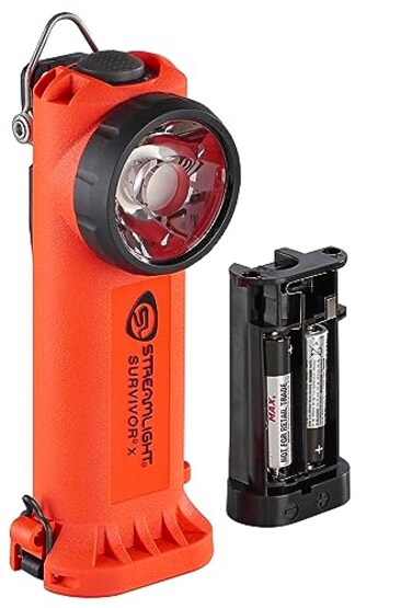 Streamlight 90950 Survivor X 250Lumen RightAngle Firefighters Flashlight with Three 3 AA Alkaline Batteries Orange
