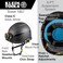 KLEIN TOOLS Safety Helmet NonVented Class E with Rechargeable Lamp and Chin Strap Premium KARBN Pattern Tested up to 20kV