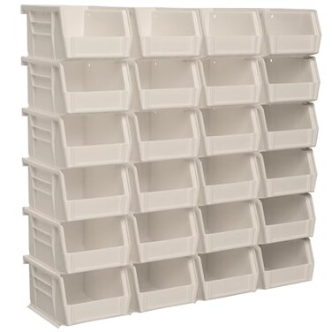 Akro-Mils AkroMils 30210 AkroBins Plastic Storage Bins SpaceSaving Stackable Bins for Garage Pantry Craft Organization 5 x 4 x 3 Stone 24Pack