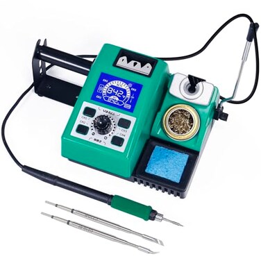 YIHUA 982 Precision Soldering Iron Station Kit with Digital LCD Display 210 Soldering Tip Cartridge Compatible Solder Wire Dispenser and 4 Memory Channels Auto Shutdown Rapid Heating