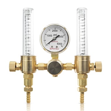 SPARC Premium Dual Argon Regulator for TIGMIG Welding Welding Gas Regulator Flow Meter 060CFH CGA580