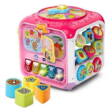 VTech Sort and Discover Activity Cube Frustration Free Packaging Pink