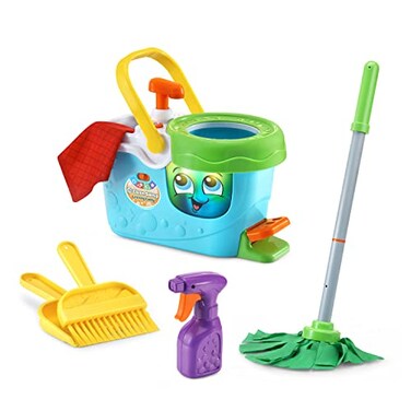 LeapFrog Clean Sweep Learning Caddy Kids Mop and Broom Cleaning Toy Set for Ages 35 Blue
