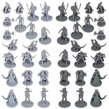 Path Gaming 40 Fantasy Tabletop Miniatures for Dungeons and Dragons 28MM Scaled 10 Unique Designs Bulk Unpainted