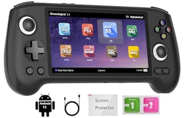 Voacle Anbernic RG556 Retro Handheld Game Console Android 13 System Unisoc T820 Processor 548 Touch Inch AMOLED Screen 5500mAh Battery Support WiFi Online DP Output Black