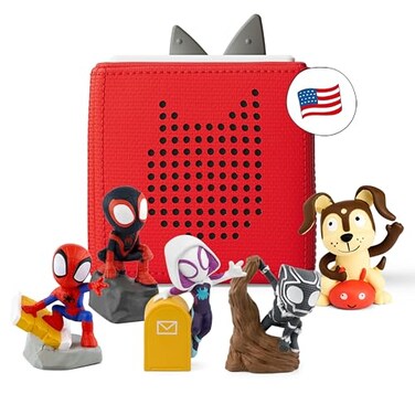 Tonies Toniebox 1 Spidey Friends Bundle with SpiderMan Ghost Spider Spin and Black Panther Red