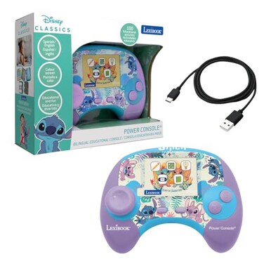 Lexibook Disney Stitch Power Console Educational Bilingual Game Console with 100 Activities EnglishSpanish JCG100Di2
