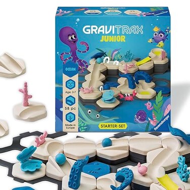 Ravensburger GraviTrax Junior Starter Set My Ocean 58Piece Marble Run Game Fun and Educational Preschool Marble Construction STEMFriendly Interactive Learning Kids Age 3 and Older