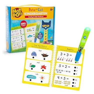 Educational Insights Hot Dots Pete The Cat Kindergarten Reading Math Workbook Kindergarten Workbooks with Interactive Pen Homeschool Learning Books Build Early Reading Math Skills Ages 5
