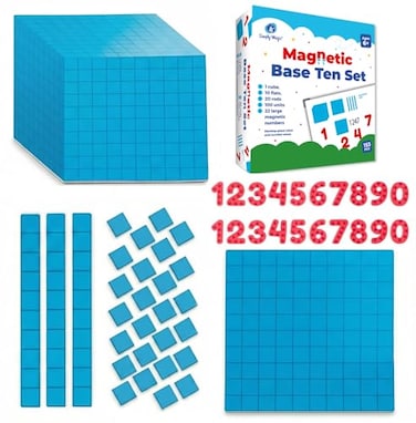 Simply magic 153 PCS Jumbo Magnetic Base Ten Blocks Place Value Blocks Math Manipulatives K3 for Elementary Classroom Number Blocks Math Counters for Kids Counting Cubes Base 10 for 1st 2nd 3rd Grade