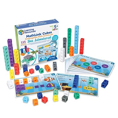 Learning Resources MathLink Cubes Kindergarten Math Activity Set Sea Adventures 115 Pieces Age 5 STEM Teaching Toys Kindergartner Games