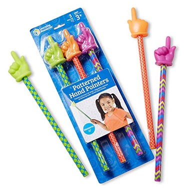 Learning Resources 15 Patterned Hand Pointers Set of 3 Pointer Finger Stick Teacher for Classroom for Focus for Reading Presentation Tools