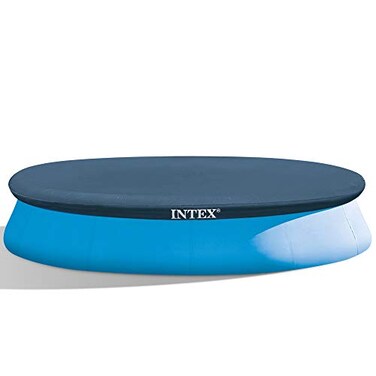 INTEX 28022E Pool Cover For 12ft Round Easy Set Pools Includes Rope Tie Drain Holes 12in Overhang Snug Fit