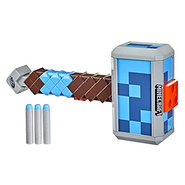 Nerf Minecraft Stormlander DartBlasting Hammer Fires 3 Darts Includes 3 Official Elite Darts PullBack Priming Handle
