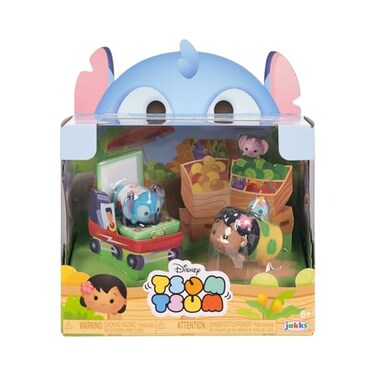 Disney Tsum Tsum Lilo Stitch Story Moment Set Figures Stand 7 cm Tall Stackable Includes a Medium Stitch Lilo Figures with Small Angel Crump Figures for Kids Ages 6