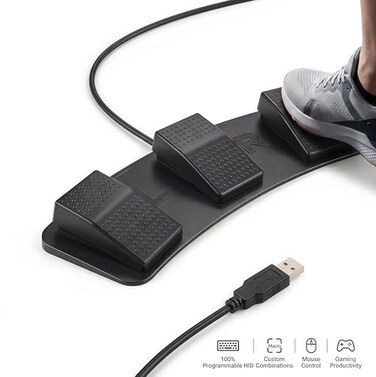 Hoffnugshween PC Foot Pedal 3Key USB Programmable HID Keyboard Shortcut Pedal for Windows Mac Android Custom Hotkey Foot Switch for Gaming PushtoTalk Transcription Voice Chat