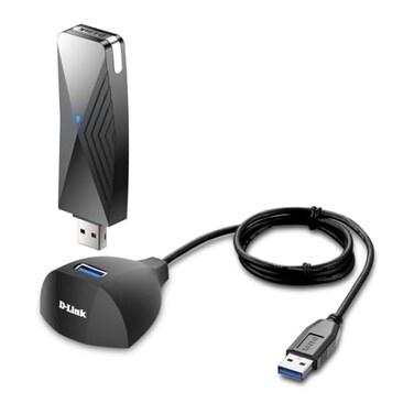 D-Link DLink USB WiFi 6 Adapter AX1800 USB 30 Dual Band Long Range MUMIMO Wireless Internet Network for Desktop PC Laptop Windows DWAX1850B1 Black