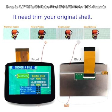 HISPEEDIDO V5 30 inch Screen Prelaminated LCD Replacement Mod Kits For GBA Backlight Backlit Screen Touch Control High Brightness IPS For Game Boy Advance GBA Need Trimming the Original Shell
