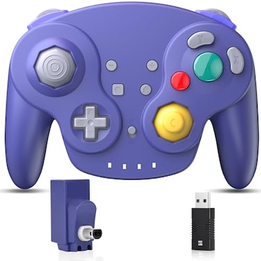 SAFFUN Wireless GameCube Controller Made for Switch 1 2 NGC Console 24 GHz Receivers Compatible with Switch Online Windows PC macOS Builtin Vibration Rechargeable Analog Triggers Stick Indigo