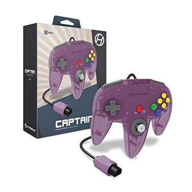 Hyperkin Captain Premium Wired Controller for Nintendo 64 Ergonomic Design 10 ft Cable Memory Card Compatible Amethyst Purple