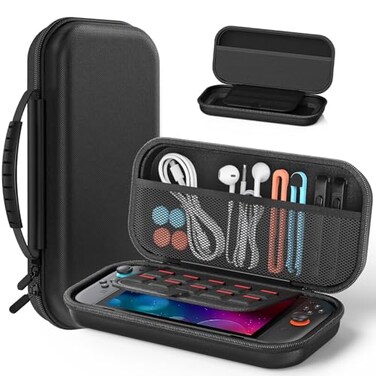 Klipdasse Switch 2 Slim Case for Nintendo Switch 2 2025SwitchOLED Hard Shell Carry Case with Soft Lining 10 Card Slots Durable Ballistic Nylon Soft Silicone Handle Switch2 Carry Case