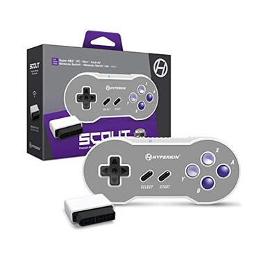 Hyperkin Scout Premium BT Controller for Super NESPCMacAndroid Includes Wireless Adapter