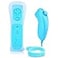 Lyyes Wii Remote Controller with Nunchuck Silicon Case and Strap for Wii U Blue