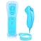 Lyyes Wii Remote Controller with Nunchuck Silicon Case and Strap for Wii U Blue