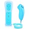 Lyyes Wii Remote Controller with Nunchuck Silicon Case and Strap for Wii U Blue