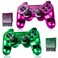Burcica Wireless Controller for PS2 Play 2 Double Vibration 2 ClearGreen and ClearPurple