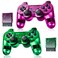 Burcica Wireless Controller for PS2 Play 2 Double Vibration 2 ClearGreen and ClearPurple