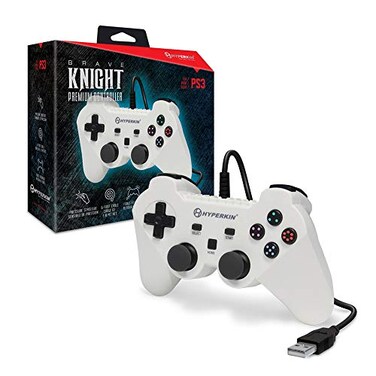 Hyperkin Brave Knight Premium Controller for PS3 PCMac Wired Gamepad Controller for PlayStation 3 White