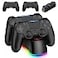 Fisherg 2 Pack Controllers with Charging Dock Station for PS4 Controller Wireless Controller Compatible with PS4ProSlim Consoles with LED Charging Dock Black