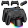 Fisherg 2 Pack Controllers with Charging Dock Station for PS4 Controller Wireless Controller Compatible with PS4ProSlim Consoles with LED Charging Dock Black