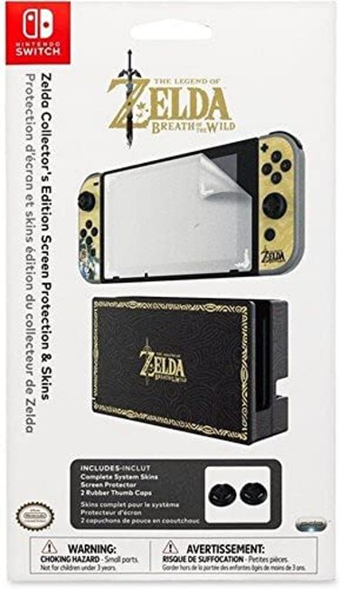 PDP Gaming Zelda Collectors Edition Play and Protect Screen Protection and Skins Screen Protector Console Skin 2 Joy Con Skins Zelda Nintendo Switch