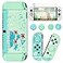 DLseego Animal Crossing Switch OLED Case Protective Cover Dockable Hard Shell Joy Con Skin Accessory With 4PCS Thumb Grips Caps and 2PC Screen Protectors