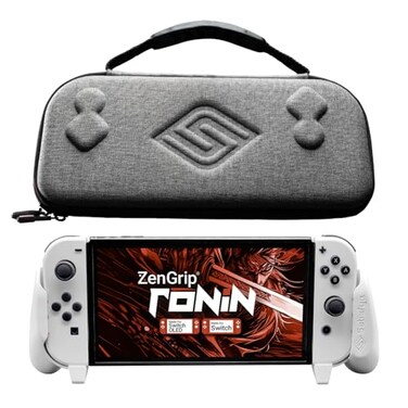 Satisfye ZenGrip Ronin White Slim Bundle Accessories Compatible with Nintendo Switch OLED White ZenGrip Grey ZenCase Slim