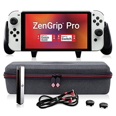 Satisfye ZenGrip Pro Gen 3 OLED Elite Bundle Accessories Compatible with Nintendo Switch The Bundle includes Grip Elite Case and a Low Profile USB CC Cable BONUS 2 Thumbsticks1 JoyCon Rail