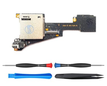 ElecGear Game and Micro SD Card Reader Replacement for Nintendo Switch OLED HEG001 Game Card Memory TF Card Adapter Slot PCB Module with Headphone Jack Repair Part Tool Kit included
