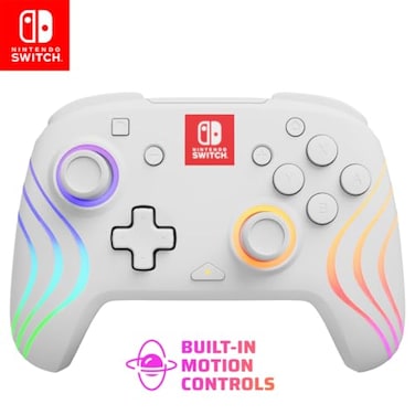 PDP Gaming Afterglow Wave Wireless Nintendo Switch Pro Controller Officially Licensed Nintendo Switch 2 Switch LiteOLED RGB LED Customization App Controls Rechargeable Battery Power White
