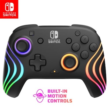PDP Gaming Afterglow Wave Wireless Nintendo Switch Pro Controller Officially Licensed Nintendo Switch 2 Switch LiteOLED RGB LED Customization App Controls Rechargeable Battery Power Black